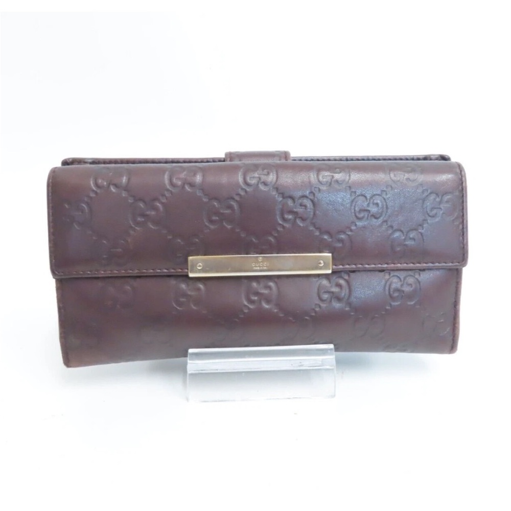 Gucci Guccissima Brown Leather Long Wallet with COA